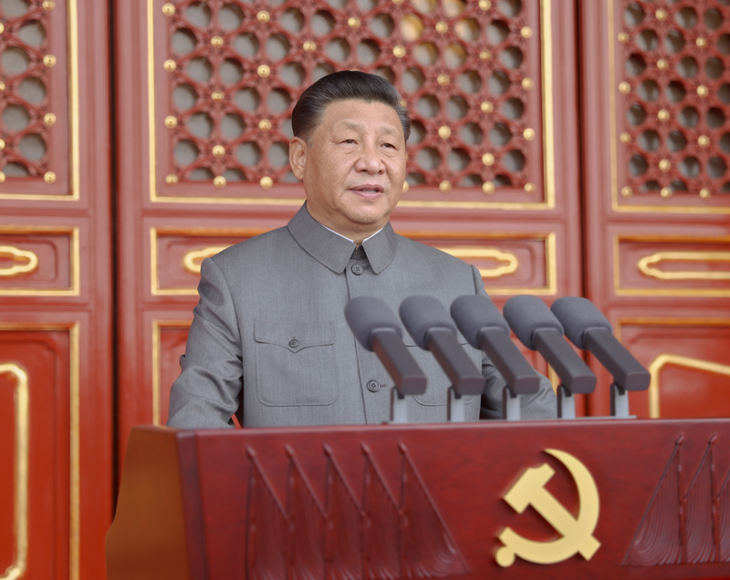 7月1日，慶祝中國(guó)共產(chǎn)黨成立100周年大會(huì)在北京天安門廣場(chǎng)隆重舉行。中共中央總書記、國(guó)家主席、中央軍委主席習(xí)近平發(fā)表重要講話。新華社記者 鞠鵬 攝
